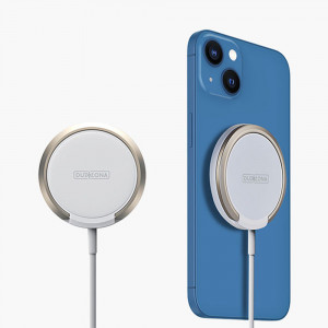 Duzzona - Wireless Charger (W1) - with Magnetic Attach on iPhone and Desk Stand, 15W - White - Img 2