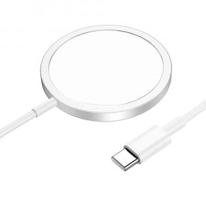 Hoco - Wireless Charger Original Series (CW47) - Fast Charging, for iPhone, AirPods, 15W - Silver - Img 2