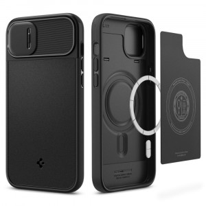 Husa iPhone 14 - Spigen Optik Armor Mag - Black - Img 1