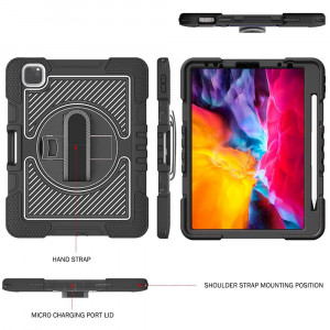 Husa pentru iPad Air 4 / 5 (2020/2022) / iPad Pro 11 (2018 / 2020 / 2021 / 2022) - Techsuit StripeShell 360 - Black - Img 4