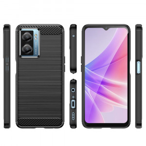 Husa telefon Oppo A77 - Techsuit Carbon Silicone - Black - Img 2