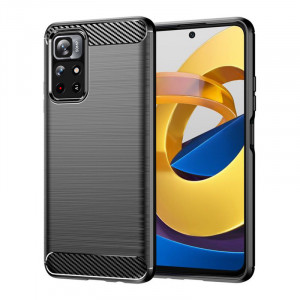 Husa telefon Xiaomi Poco M4 Pro 5G - Techsuit Carbon Silicone - Black - Img 1