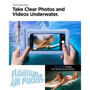 Husa universala pentru telefon - Spigen Waterproof Case A610 - Aqua Blue - Img 3