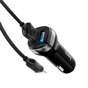 Incarcator Auto 2xUSB, 12W, 2.4A + Cablu Lightning 1m - Hoco Superior (Z40) - Black - Img 2