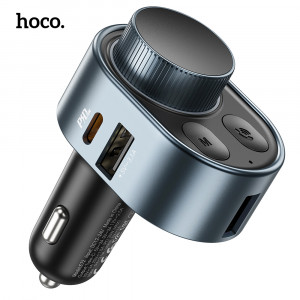 Incarcator Auto cu Modulator FM Fast Charging PD30W - Hoco (E72) - Metal Gray - Img 3