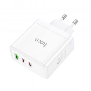 Incarcator pentru Priza GaN, Fast Charging, USB, 2x Type-C, 65W - Hoco Glory (N30) - White - Img 2