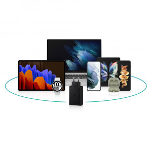 Incarcator Priza 2x Type-C/USB PPS, PD 65W, QC 3.0, AFC, FCP - Samsung (EP-T6530NBEGEU) - Black (Blister Packing) - Img 4
