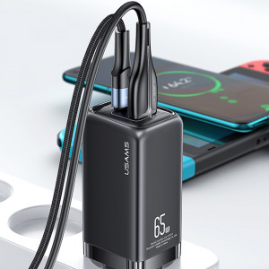 Incarcator Priza Type-C, USB 65W - USAMS Super Si (T47) - Black - Img 3