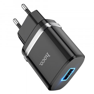 Incarcator Priza USB-A, 10W, 2.4A + Cablu Type-C - Hoco Ardent (N1) - Black - Img 3