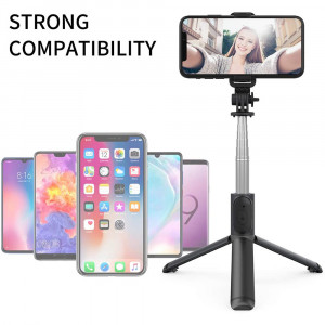 Selfie Stick Bluetooth - Techsuit Remote and Tripod Mount (Q01) - Black - Img 2