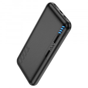 Baterie Externa 10000mAh, 2x USB, Micro-USB, tip C, LED - Hoco Easylink (J82) - Black - Img 3