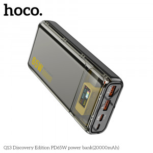 Baterie Externa 2xUSB, Type-C, Micro-USB, Fast Charge 65W, 3A, 20000mAh - Hoco Discovery Edition (Q13) - Black - Img 3
