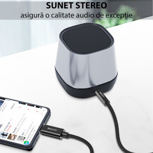 Cablu Adaptor Audio Lightning la Jack - Yesido YAU-17 - Black - Img 4