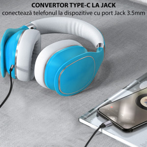 Cablu Adaptor Type-C la Jack - Yesido (YAU-20) - Black - Img 3