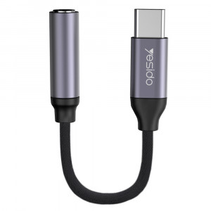 Cablu Audio Adaptor Type-C la Jack - Yesido (YAU-19) - Black - Img 1