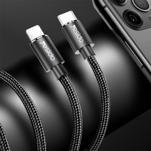 Cablu de Date Type-C la Lightning 18W, 2.4A, 1.2m - Yesido (CA56) - Black - Img 2