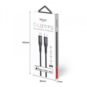 Cablu de Date Type-C la Lightning, 18W, 2A, 1.2m - Yesido (CM11) - Black - Img 3