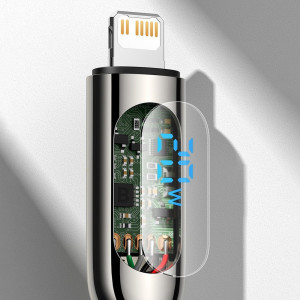 Cablu de Date Type-C la Lightning 20W, 1m - Baseus Display (CATLSK-06) - Green - Img 2