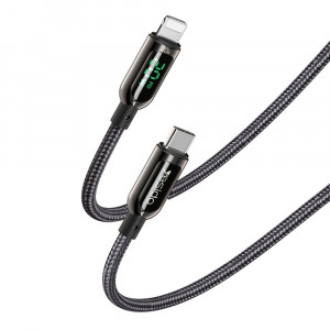 Cablu de Date Type-C Lightning, 20W, 5A, Digital Display, 1.2m - Yesido (CA-86) - Black - Img 3
