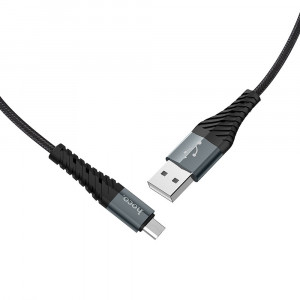 Cablu de Date USB-A la Micro-USB 12W, 2.4A, 1m - Hoco Cool Charging (X38) - Black - Img 1