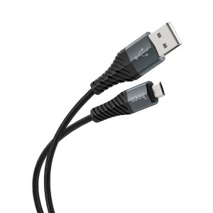 Cablu de Date USB-A la Micro-USB 12W, 2.4A, 1m - Hoco Cool Charging (X38) - Black - Img 2