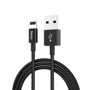 Cablu de Date USB la Lightning 15W, 3A, 1m - Hoco Skilled (X23) - Black - Img 1
