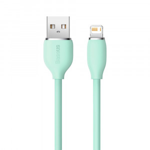 Cablu de Date USB la Lightning 2.4A, 1.2m - Baseus Jelly Liquid Silica Gel (CAGD000006) - Green - Img 2