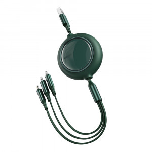 Cablu de Date USB la Type-C, Lightning, Micro-USB 3.5A, 1.2m - Baseus (CAMLT-MJ06) - Green - Img 1