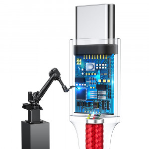 Cablu de Date USB la Type-C, Lightning, Micro-USB 3.5A, 1.2m - Baseus Rapid Series (CAJS000009) - Red - Img 4