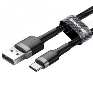 Cablu de Date USB Type-C, 2A, 2m - Baseus Cafule (CATKLF-CG1) - Gray Black - Img 4