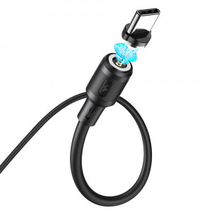 Cablu de Incarcare Magnetic USB-A la Type-C 12W, 2.4A, 1m - Hoco Sereno (X52) - Black - Img 2