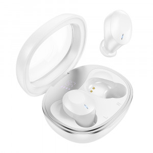 Casti Bluetooth TWS cu Carcasa Transparenta si Display Digital - Hoco (EQ3) - White - Img 1