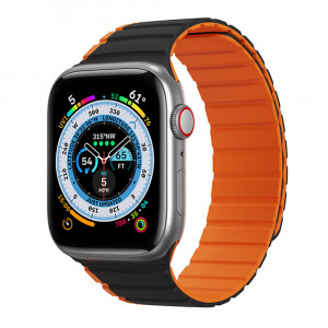 Curea pentru Apple Watch 1/2/3/4/5/6/7/8/SE/SE 2 (38/40/41mm) - Dux Ducis LD Series - Black / Orange - Img 1