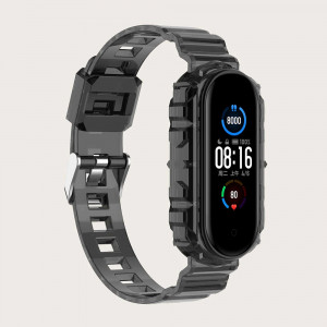 Curea pentru Xiaomi Mi Band 5 / 5 NFC / 6 / 6 NFC / Amazfit Band 5 - Techsuit Watchband (W017) - Black - Img 4