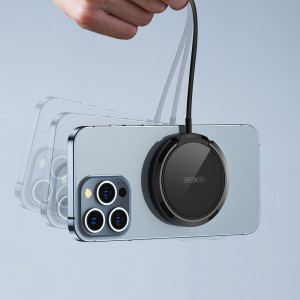 Duzzona - Wireless Charger (W1) - with Magnetic Attach on iPhone and Desk Stand, 15W - Black - Img 4
