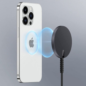ESR - Mini Wireless Charger HaloLock - Strong Magnetic Lock, Reinforced Braided Nylon Cable - Black - Img 2