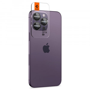 Folie Camera pentru iPhone 14 Pro / 14 Pro Max (set 2) - Spigen Optik.TR EZ FIT - Black - Img 3