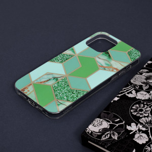 Husa telefon iPhone 13 Pro Max - Techsuit Marble Series - Green Hex - Img 4
