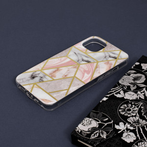 Husa telefon iPhone 13 - Techsuit Marble Series - Pink Hex - Img 4