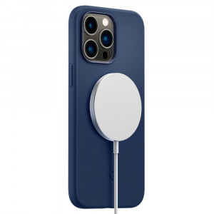 Husa telefon iPhone 14 Pro Max - Spigen Silicone Fit Mag Safe - Navy Blue - Img 3
