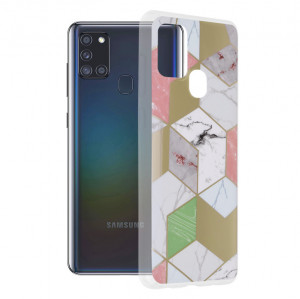 Husa telefon Samsung Galaxy A21s - Techsuit Marble Series - Purple Hex - Img 1