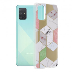 Husa telefon Samsung Galaxy A71 4G - Techsuit Marble Series - Purple Hex - Img 1
