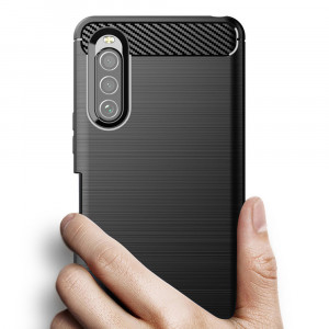 Husa telefon Sony Xperia Ace 2 - Techsuit Carbon Silicone - Black - Img 2