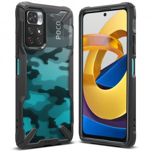 Husa telefon Xiaomi Poco M4 Pro 5G - Ringke Fusion X Design - Camo Black - Img 1