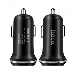 Incarcator Auto 2xUSB-A, 10.5W, 2.1A - Hoco (Z1) - Black - Img 1