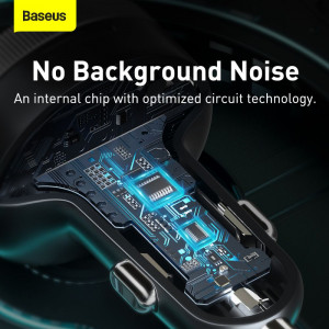 Incarcator Auto cu Modulator FM 2xUSB, 3.4A - Baseus Enjoy (CCLH-01) - Black - Img 2