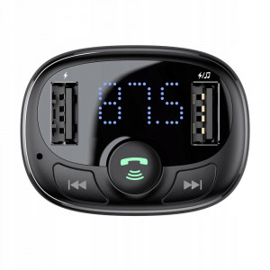 Incarcator Auto cu Modulator FM 2xUSB, 3.4A - Baseus T Typed S-09A (CCMT000001) - Black - Img 4