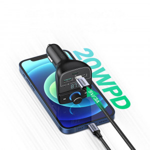 Incarcator Auto cu Modulator FM 2xUSB-A, 1xType-C, 31.5W - Ugreen (80910) - Black - Img 3