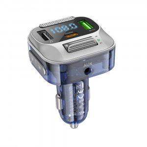 Incarcator Auto cu Modulator FM PD30W + USB QC3.0 - Hoco (E75) - Dark Blue - Img 1