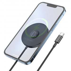 Incarcator fara Fir pentru Telefon, Apple Watch, Casti, 2A, 15W - Hoco (CW41) - Black - Img 1